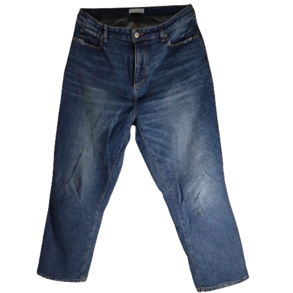 Loft The Curvy Straight Crop Distressed Jeans